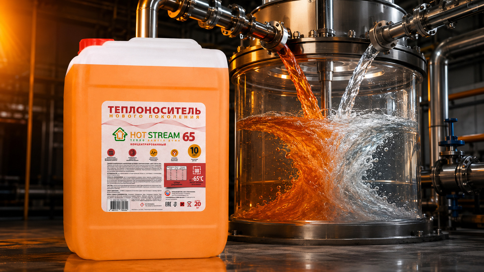 Промышленное смешение концентрата Hot Stream 65 с подготовленной водой